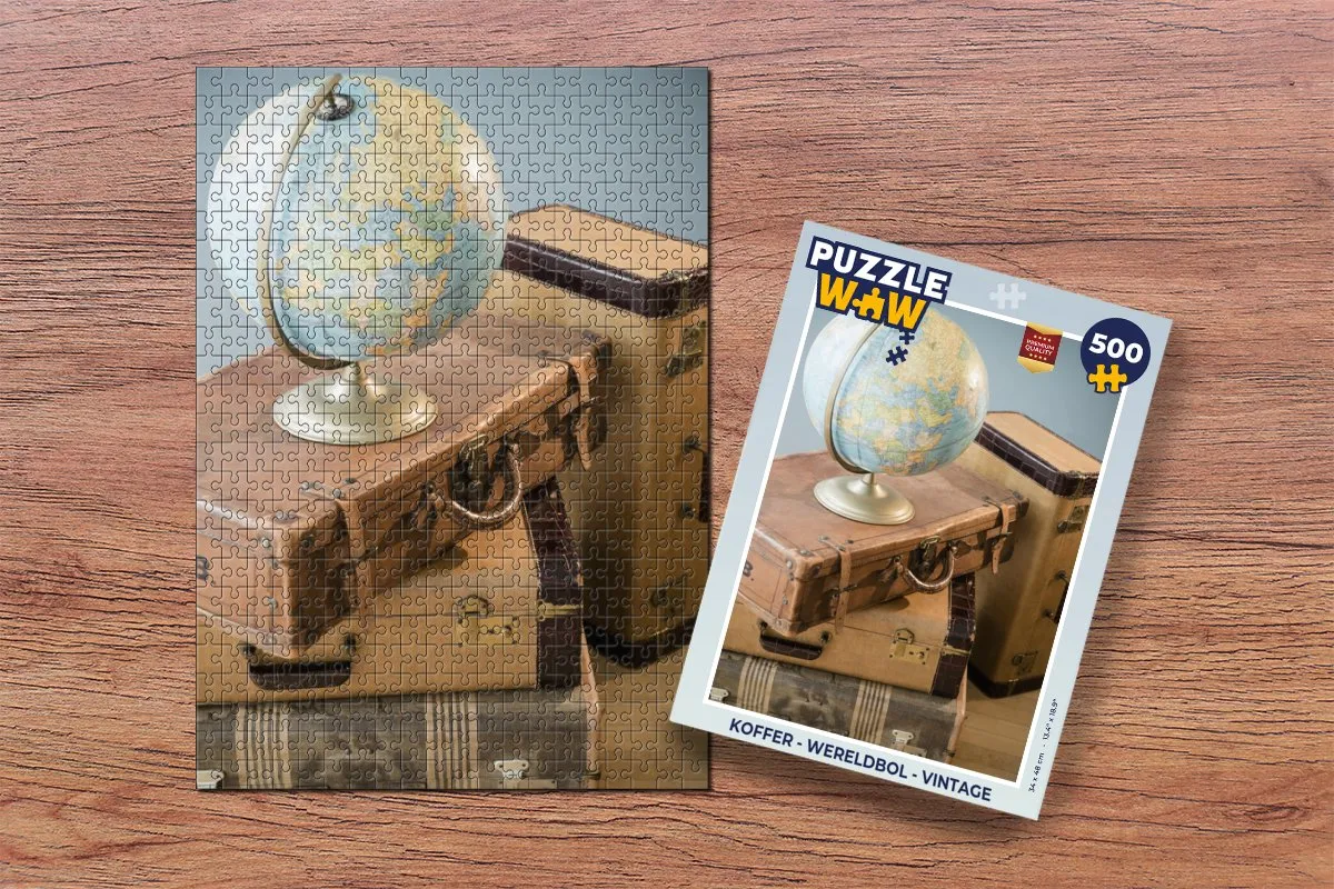 PuzzleWow Wereldbol Vintage Legpuzzel 500 Stuks - Multicolor