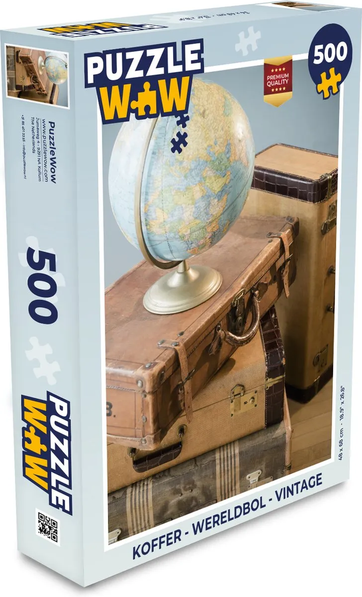 PuzzleWow Wereldbol Vintage Legpuzzel 500 Stuks