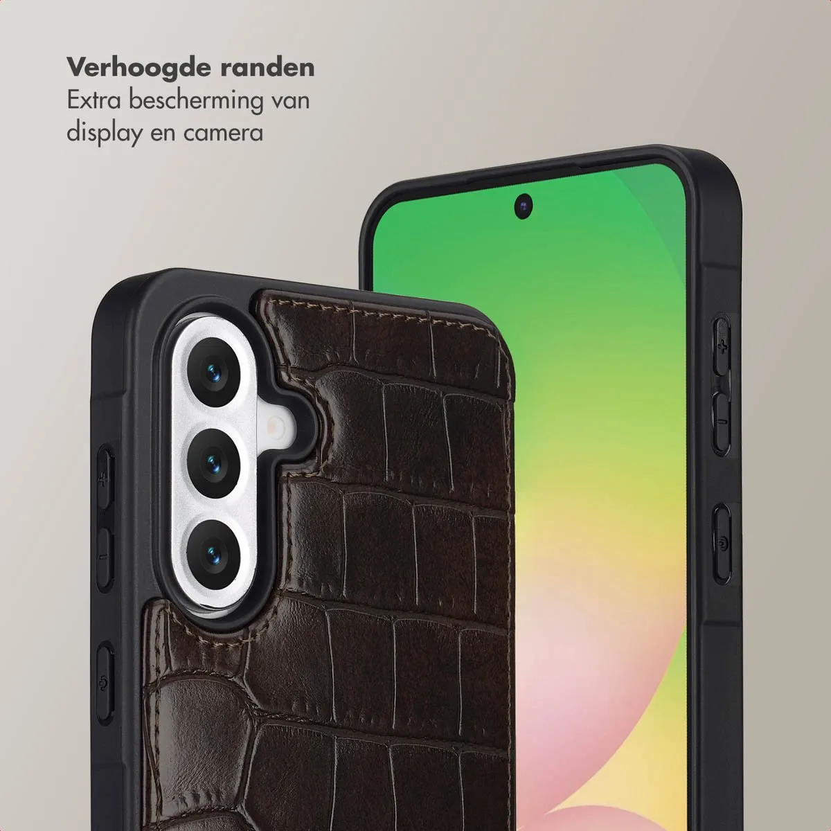 Selencia Croco Backcover Samsung Galaxy A56 - Choco Brown - 2 Pasjes