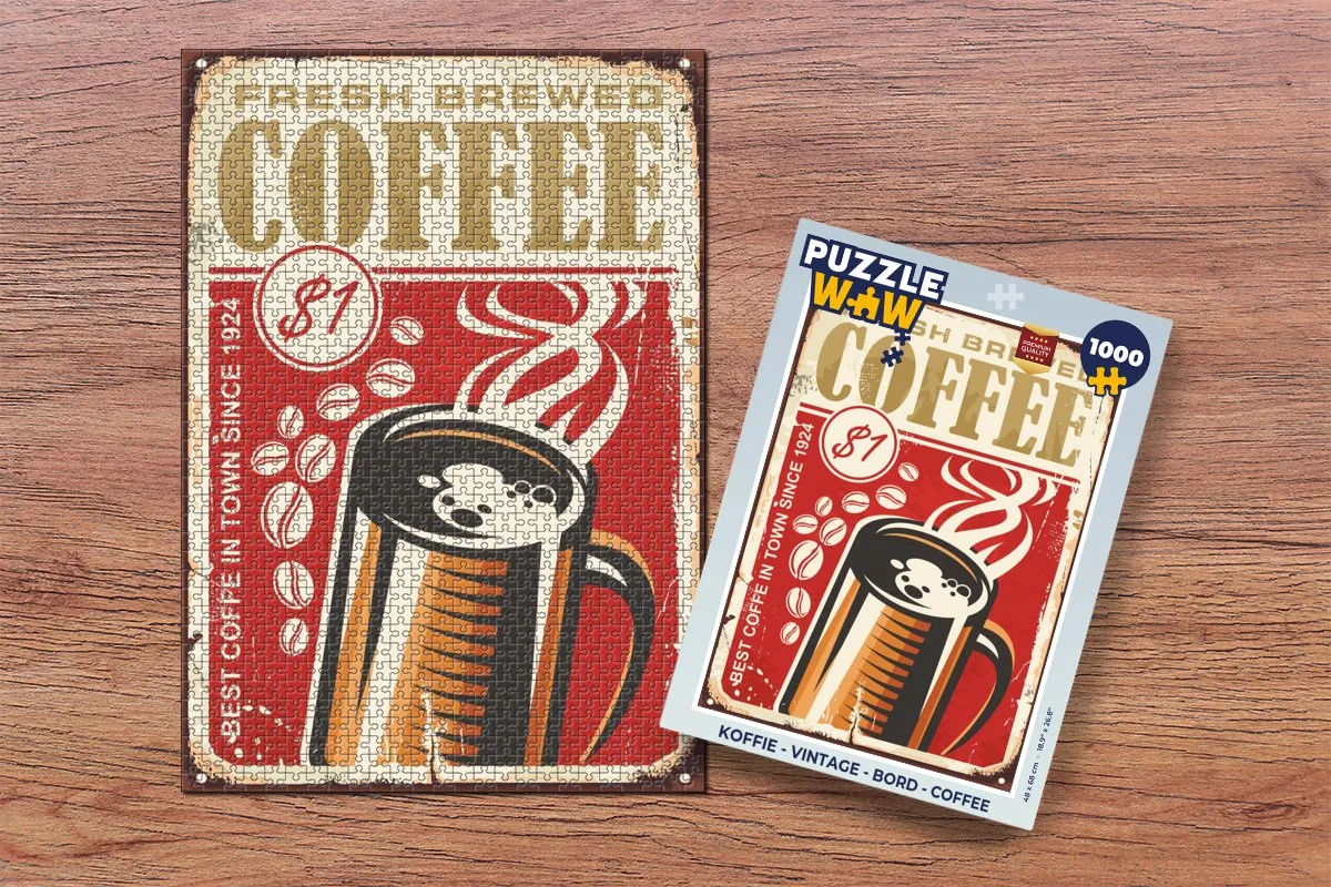 PuzzleWow Vintage Koffie Legpuzzel 1000 Stuks - Multicolor