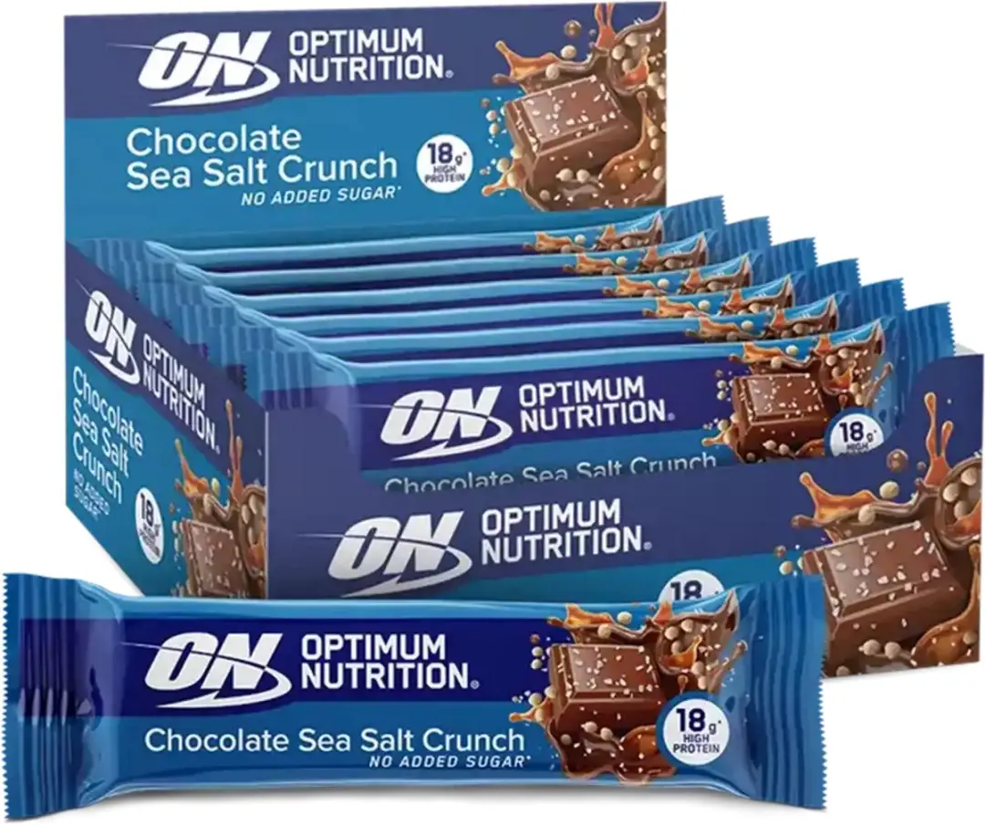 Optimum Nutrition Protein Crunch Bars - Crunchy Chocolate & Sea Salt Proteine Repen - Vegetarisch - 12 Eiwitrepen (660 gram)