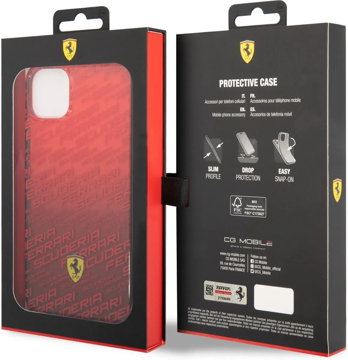 Ferrari Gradient Allover Scuderia Hoes - iPhone 14 Plus - Rood