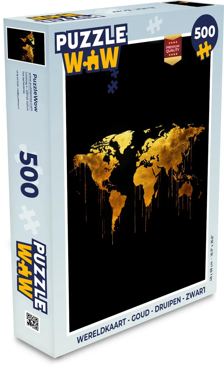 PuzzleWow Wereldkaart Legpuzzel 500 Stuks