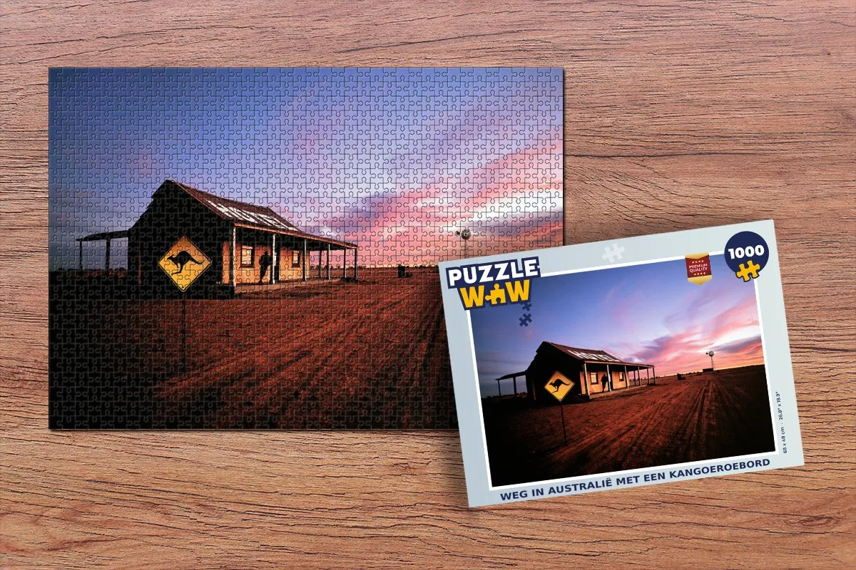 PuzzleWow Weg in Australië Kangoeroe Legpuzzel 1000 Stuks - Multicolor
