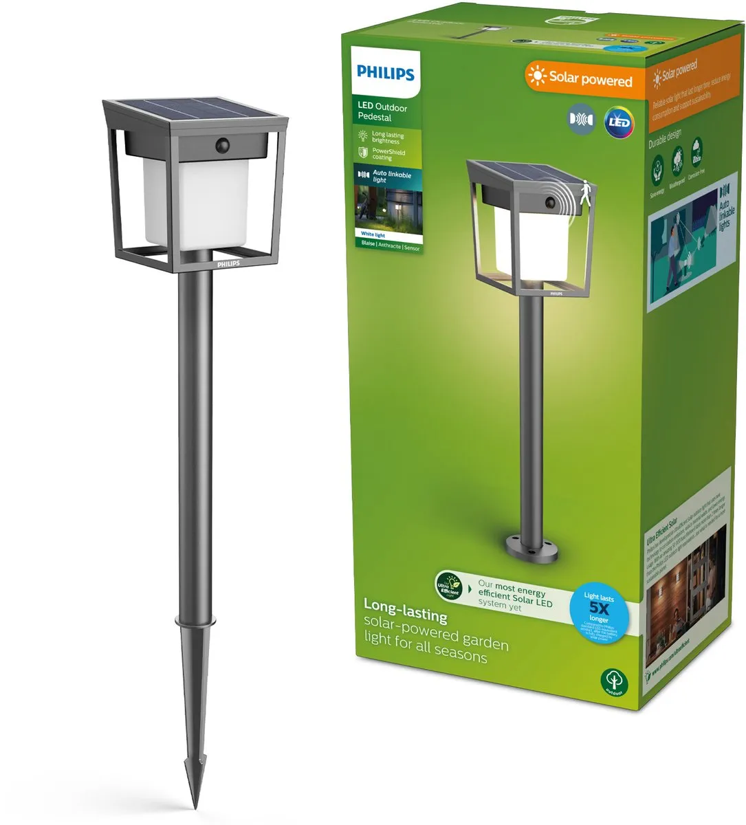 Philips Blaise Zonne-Sokkellamp 3000K Antraciet
