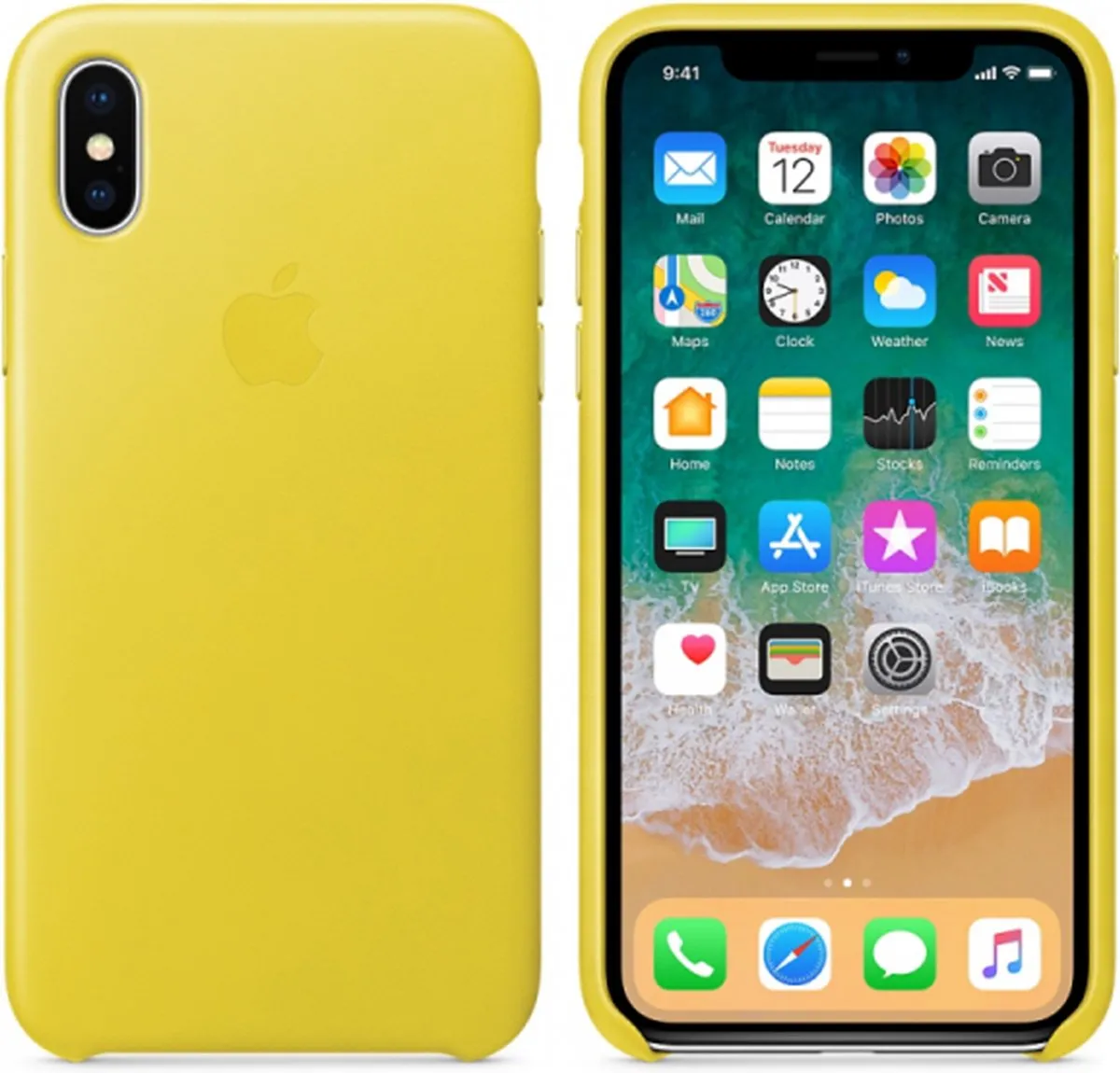 Apple iPhone X Leren Hoesje Geel