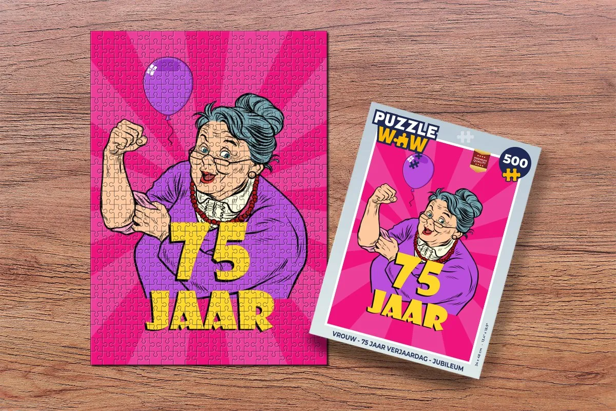 PuzzleWow 75 Jaar Jubileum Legpuzzel 500 Stuks - Multicolor