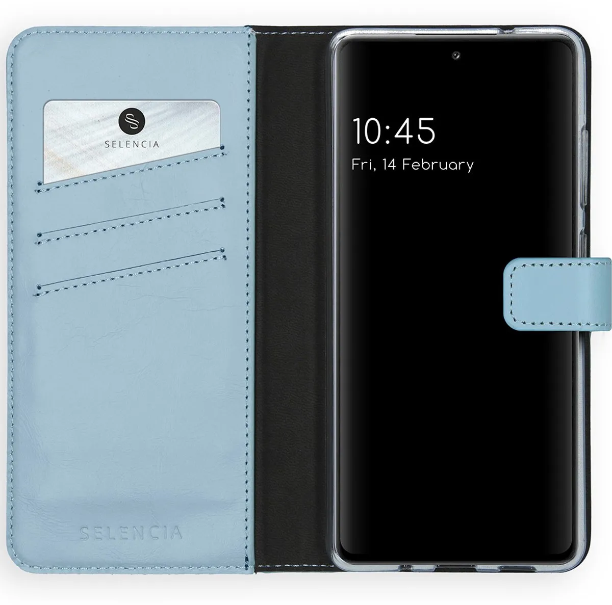 Selencia Hoesje Samsung Galaxy S20 FE - Echt Lederen Bookcase Lichtblauw