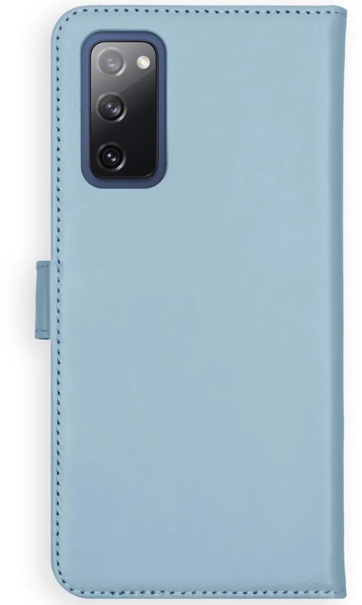 Selencia Hoesje Samsung Galaxy S20 FE - Echt Lederen Bookcase Lichtblauw