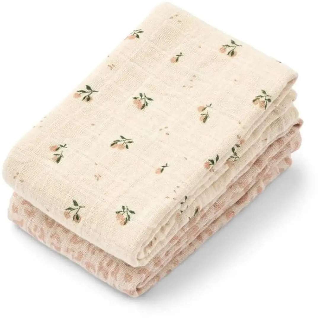 Liewood Hydrofiele Doeken Set Lewis Mini Leo Mini Peach Mix (set van 2)