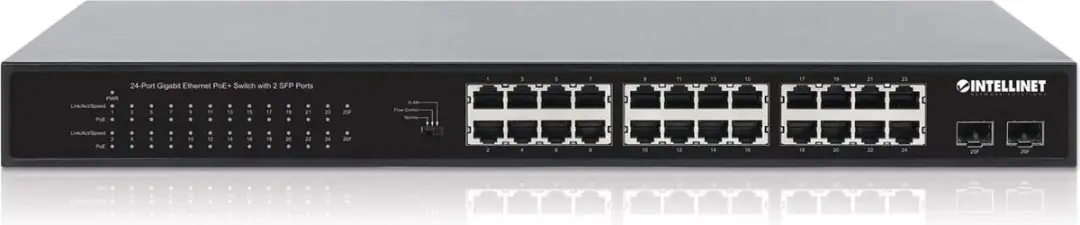 Intellinet 561891 24-poorts Gigabit PoE+ Switch - 2 SFP - afbeelding 3 van 6