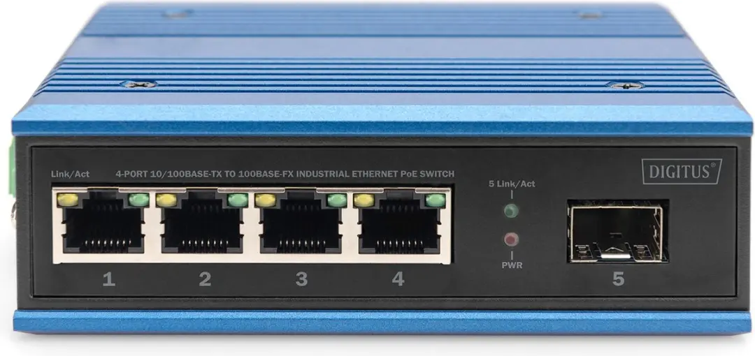 Digitus DN-651131 Switch 4-Port 10/100 30W PoE - Zwart/Blauw - afbeelding 4 van 6