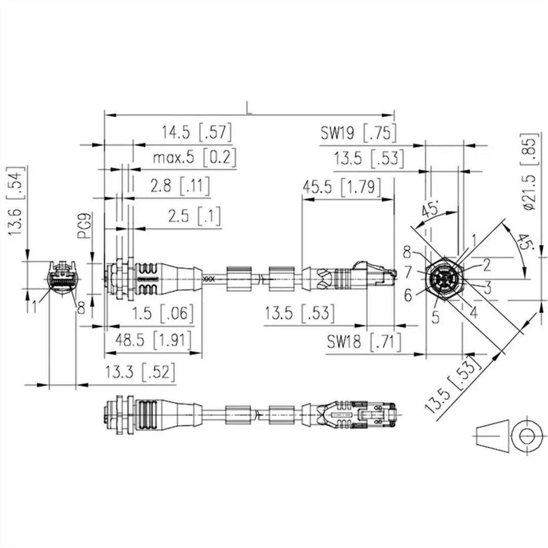 Metz Connect 142M2X25010 M12 Netwerkkabel CAT 6A S/FTP 1m - Groen - afbeelding 2 van 5
