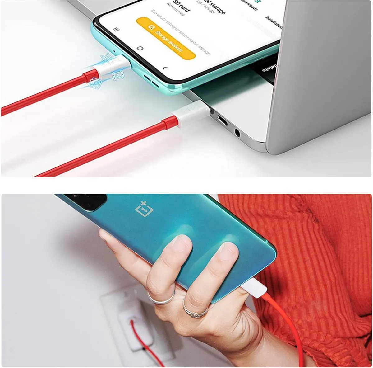 OnePlus 6.5A USB-C Kabel Warp Charge 1m - Rood - afbeelding 3 van 5