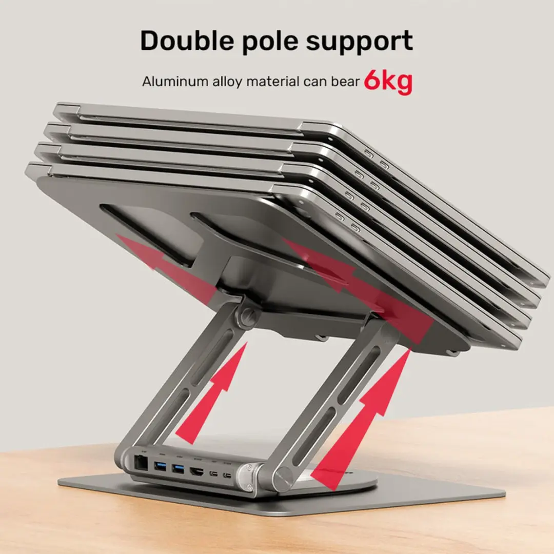 Unitek D1109A Laptopstandaard - 17 Inch - Grijs - afbeelding 3 van 6