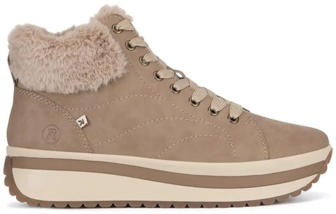 Rieker W0961-20 gevoerde halfhoge sneakers beige maat 42 uitneembare zool