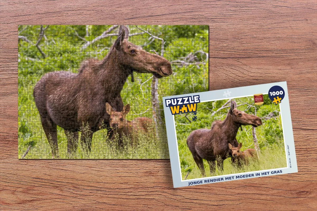 PuzzleWow Rendier Planten Kalf Legpuzzel 1000 Stuks - Multicolor