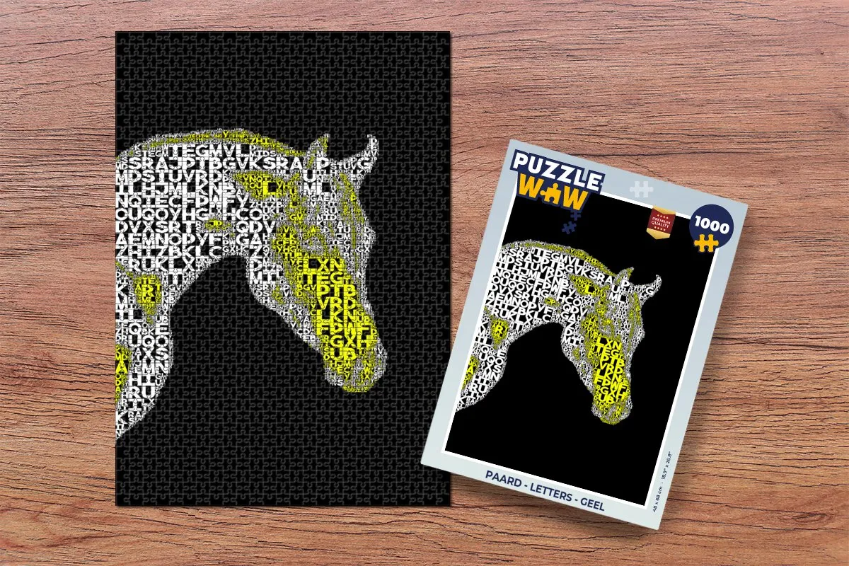 PuzzleWow Paard Letters Puzzel 1000 Stuks - Multicolor