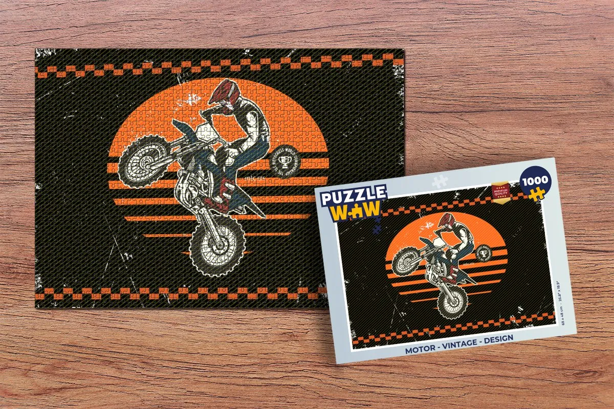 PuzzleWow Motor Vintage Legpuzzel 1000 Stuks - Multicolor