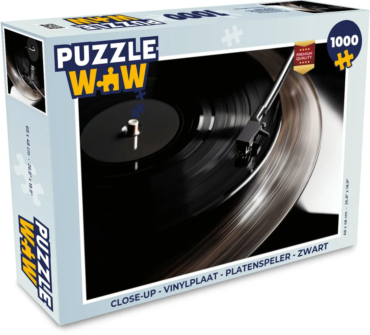 PuzzleWow Close-up Vinylplaat Legpuzzel 1000 Stuks - Zwart