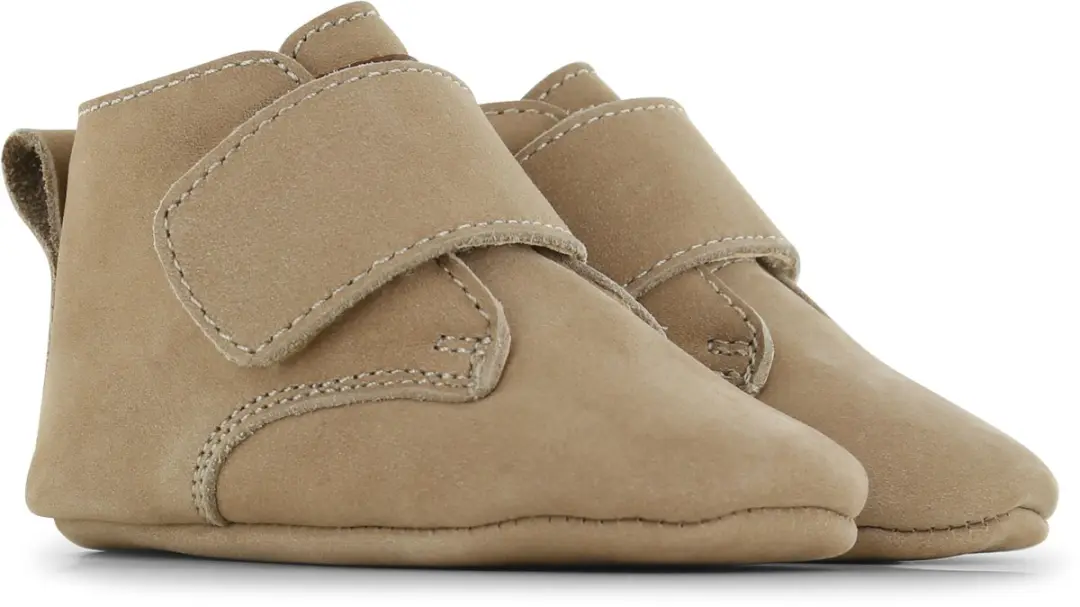Shoesme Newborn Beige Slofje Klittenband - Baby Slofjes - Unisex - BEIGE - Leer - Maat 21/22