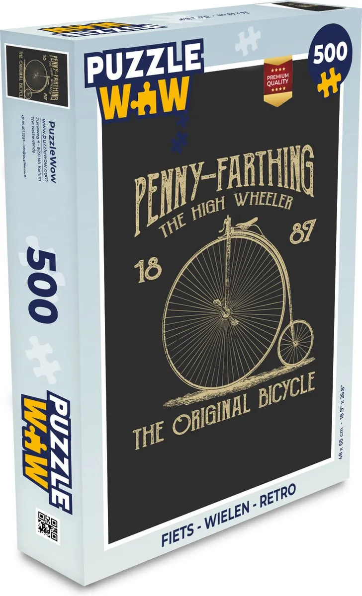 PuzzleWow Fiets Wielen Retro Legpuzzel 500 Stuks - Multicolor