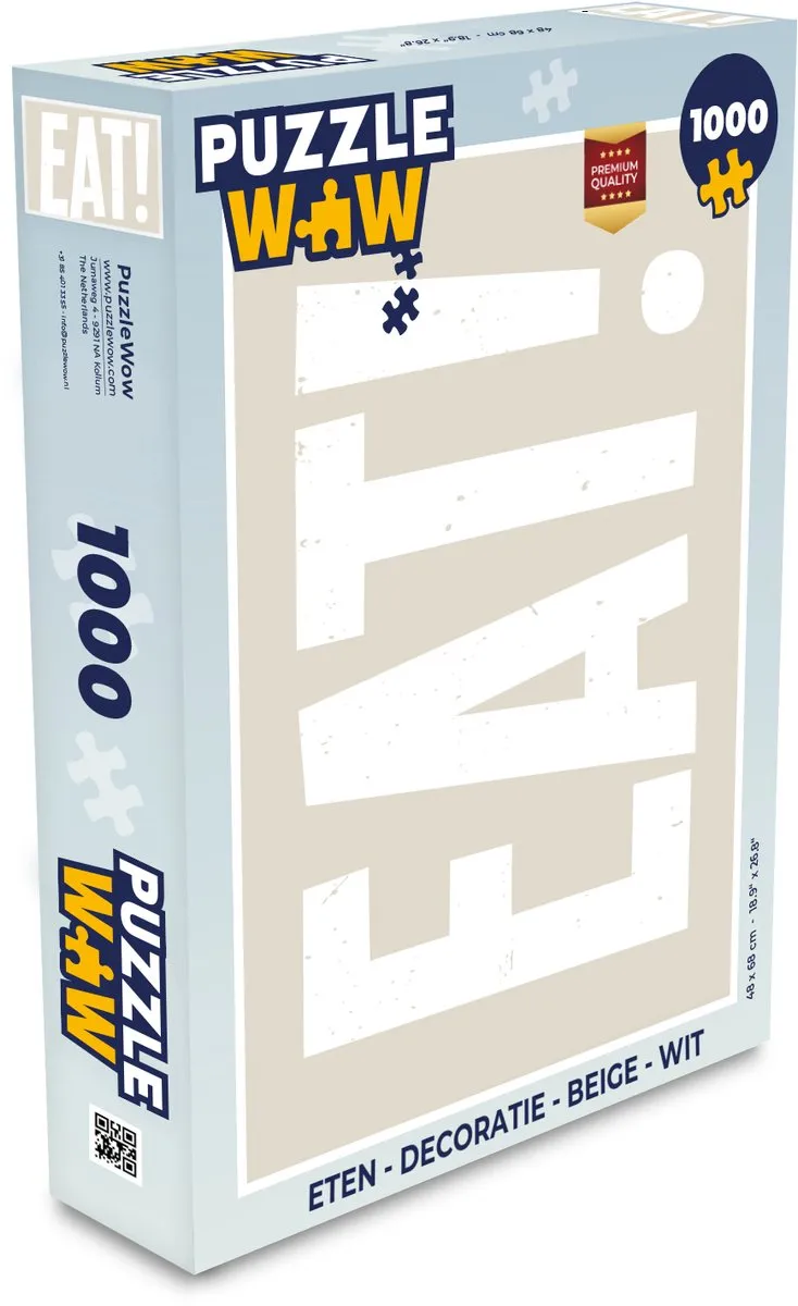 PuzzleWow Legpuzzel 1000 Stuks - Beige/Wit