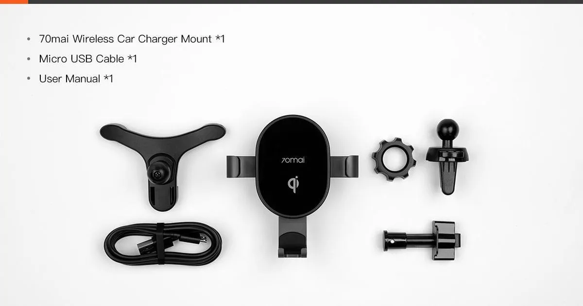 Xiaomi 70Mai Midrive CD02 Qi Auto Houder - 10W - Zwart - afbeelding 2 van 4