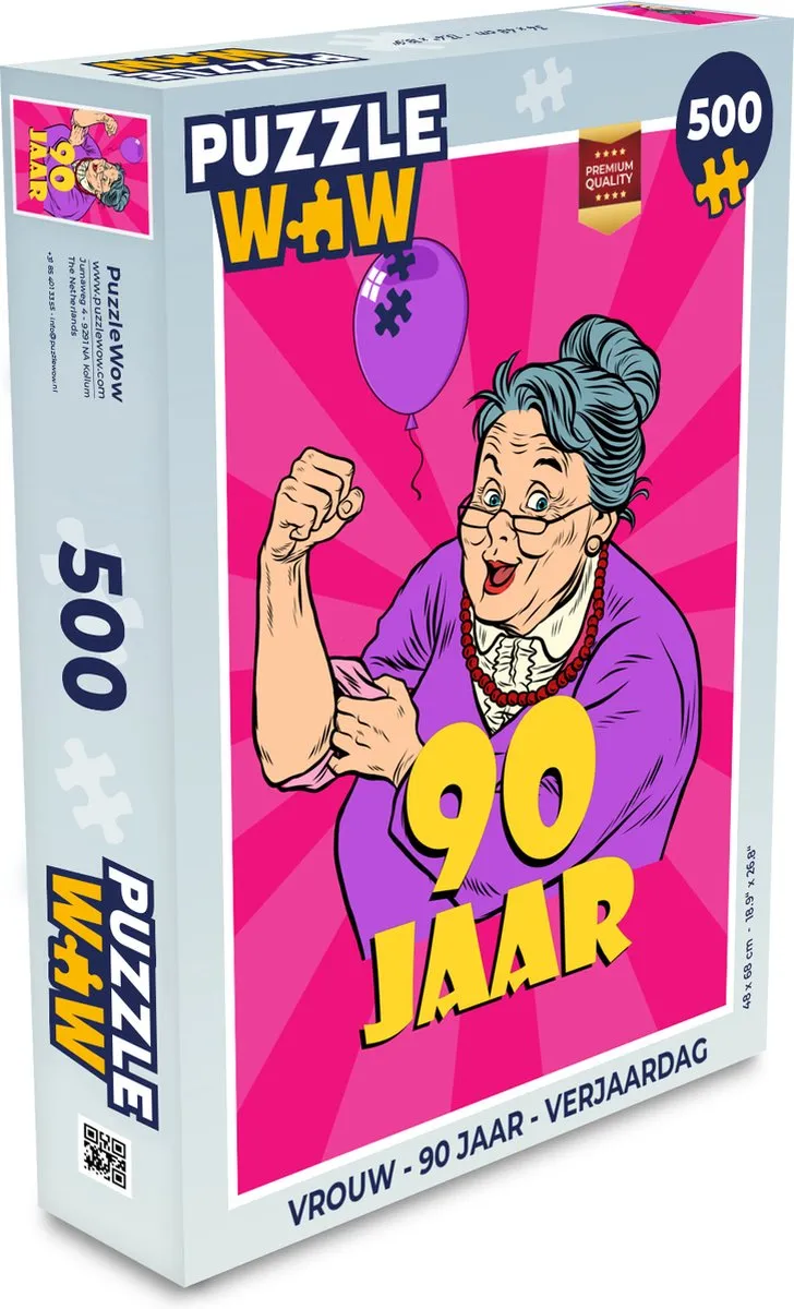 PuzzleWow Vrouw 90 Jaar Legpuzzel 500 Stuks