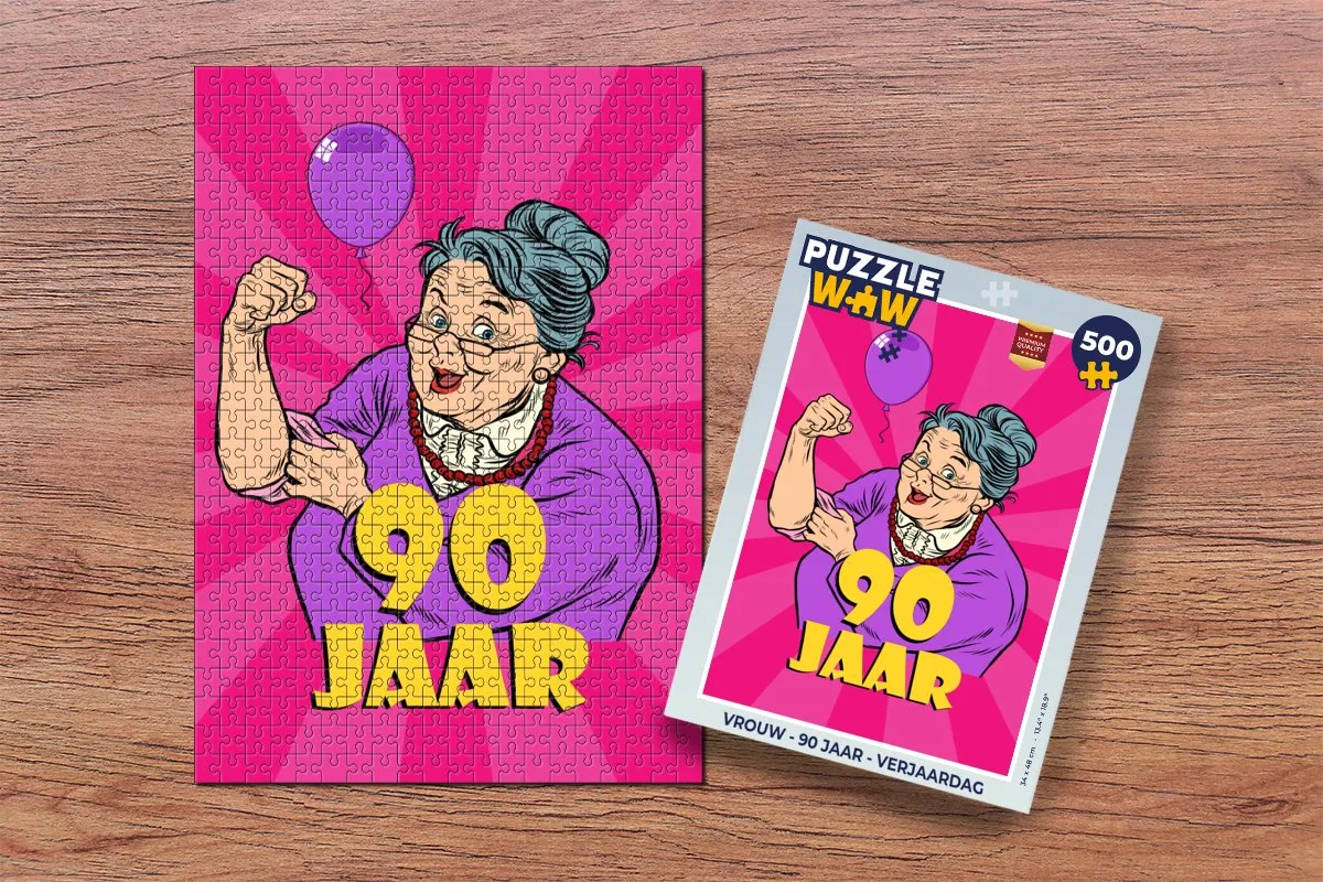 PuzzleWow Vrouw 90 Jaar Legpuzzel 500 Stuks - Multicolor