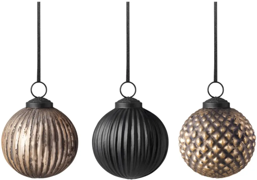 Villeroy & Boch Christmas Chic Kerstballen - Glas - Zwart/Goud - 3 Stuks - afbeelding 3 van 3