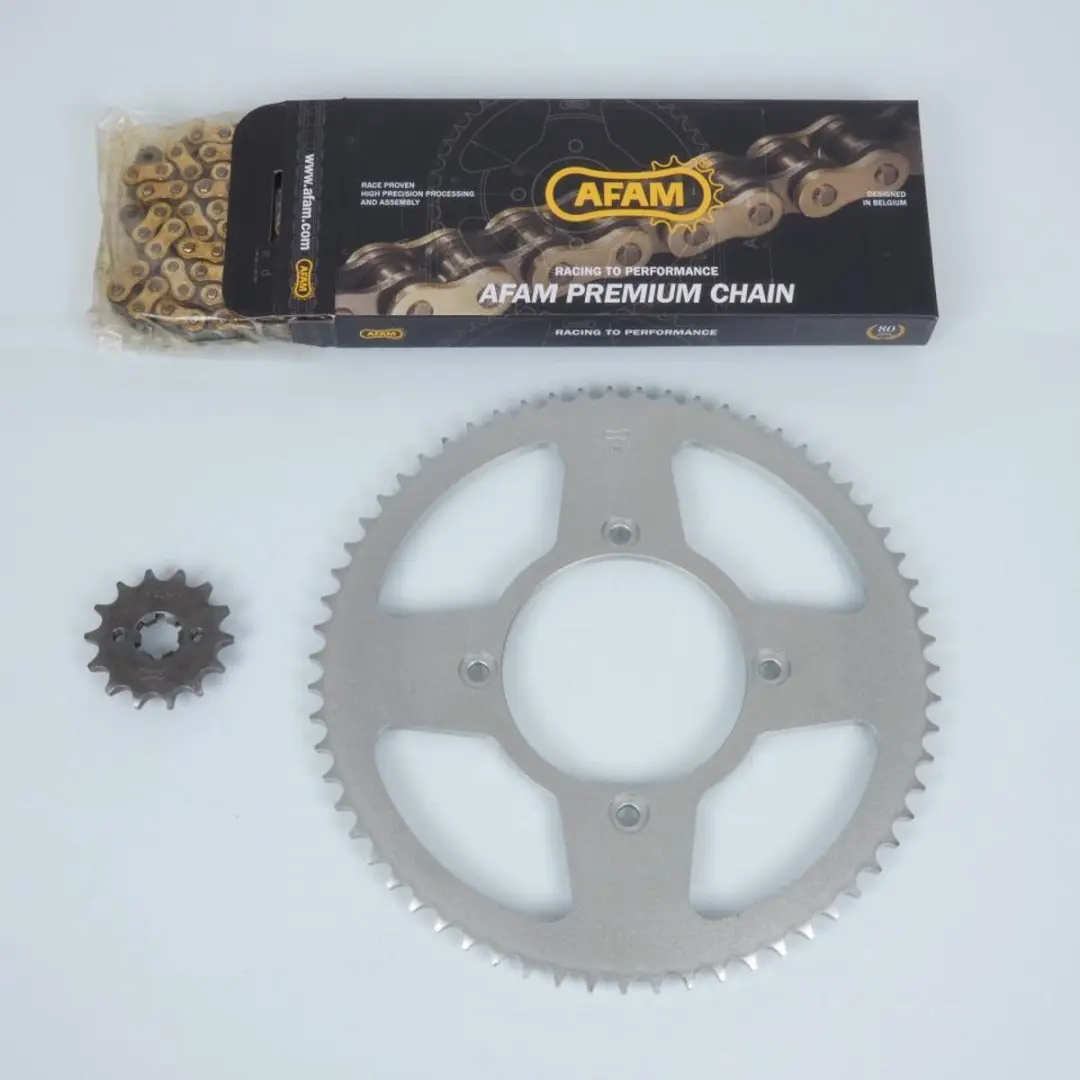 Kit chaîne Afam pour moto Beta 125 RR 2010 à 2020 14x63 Pas 428 Alésage 100mm