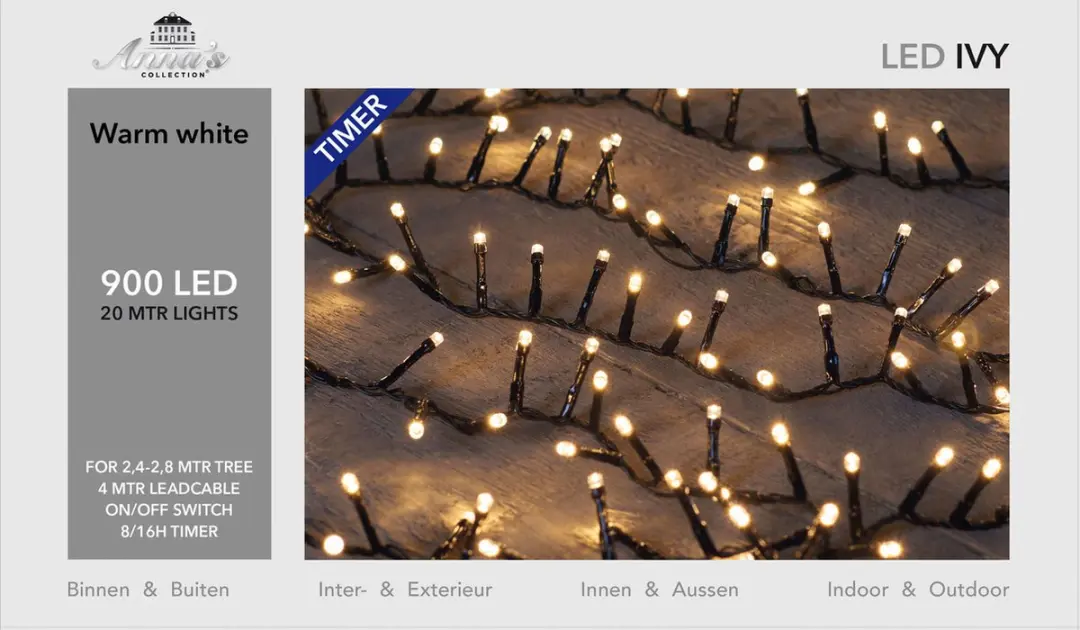 Anna's Collection Cluster Ivy LED - Warm Wit - afbeelding 4 van 6