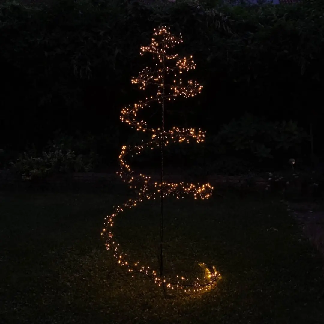 Anna's Collection LED Kerstboomspiraal 160cm - 684 Warmwitte LED's - Zwart - afbeelding 3 van 6