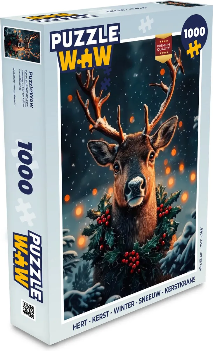 PuzzleWow Kerstpuzzel Hert 1000 Stuks