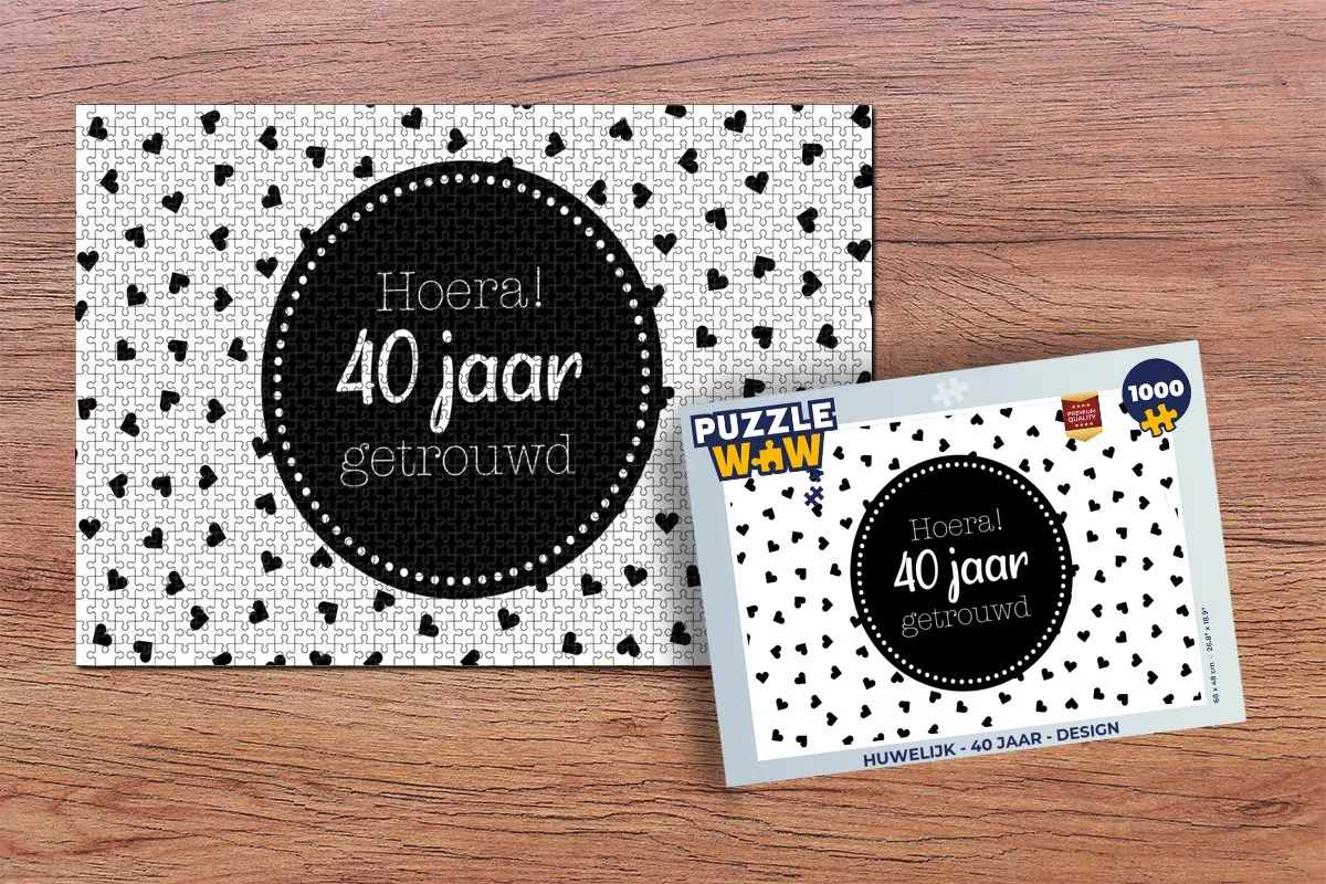 PuzzleWow Legpuzzel 1000 Stuks - 40 Jaar Getrouwd - Multicolor
