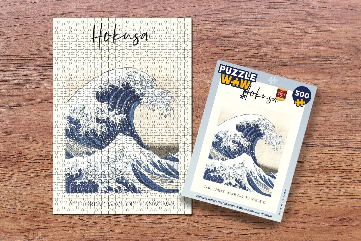 PuzzleWow The Great Wave Off Kanagawa Legpuzzel 500 Stuks - Multicolor