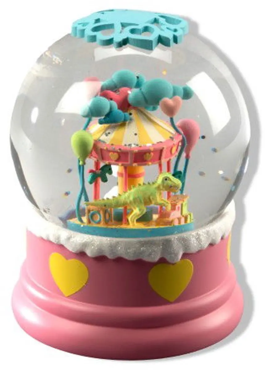 Konstsmide LED Sneeuwlantaarn Dino Roze - 12,5x16,5cm - afbeelding 2 van 6