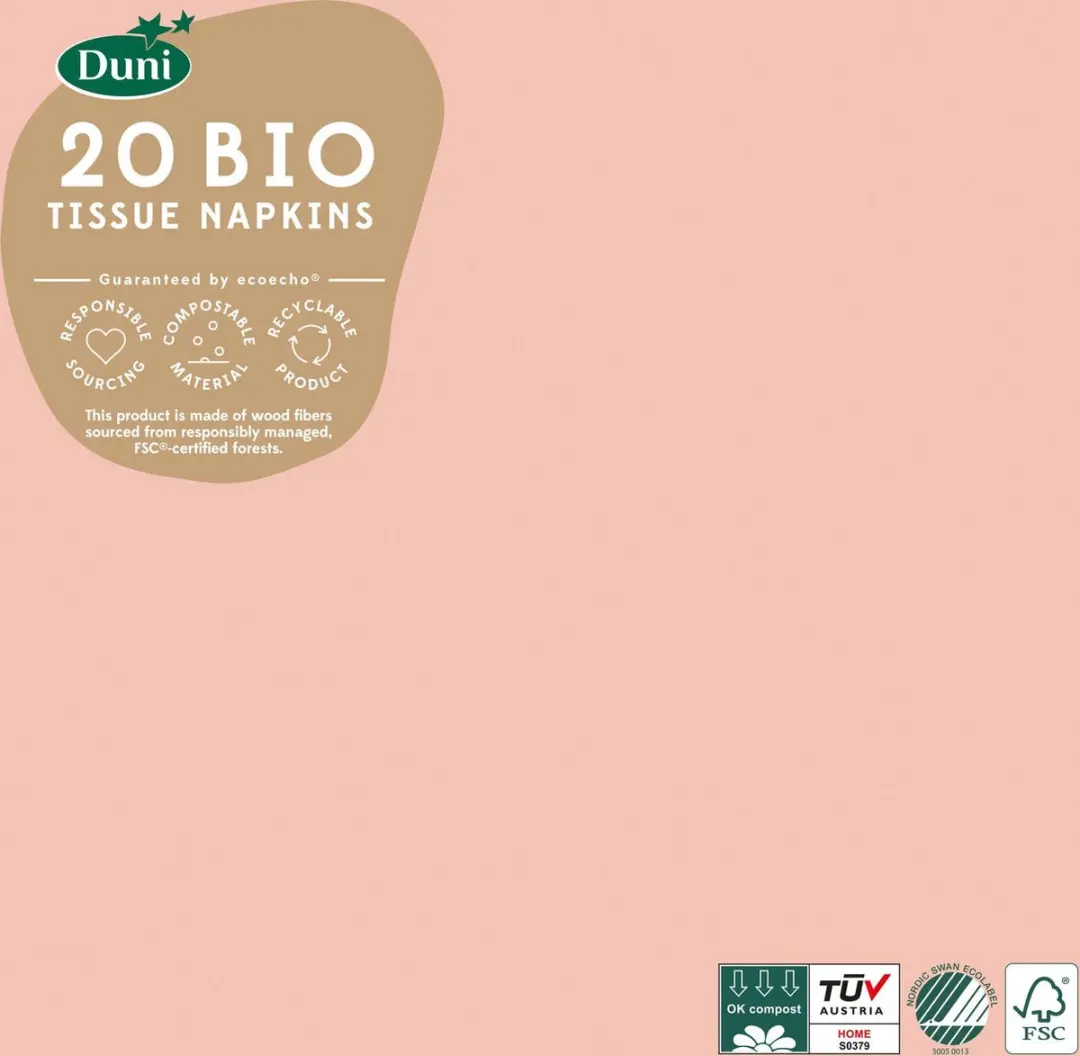 Duni Mellow Rose Servetten 3-laags 33x33cm - 20 Stuks