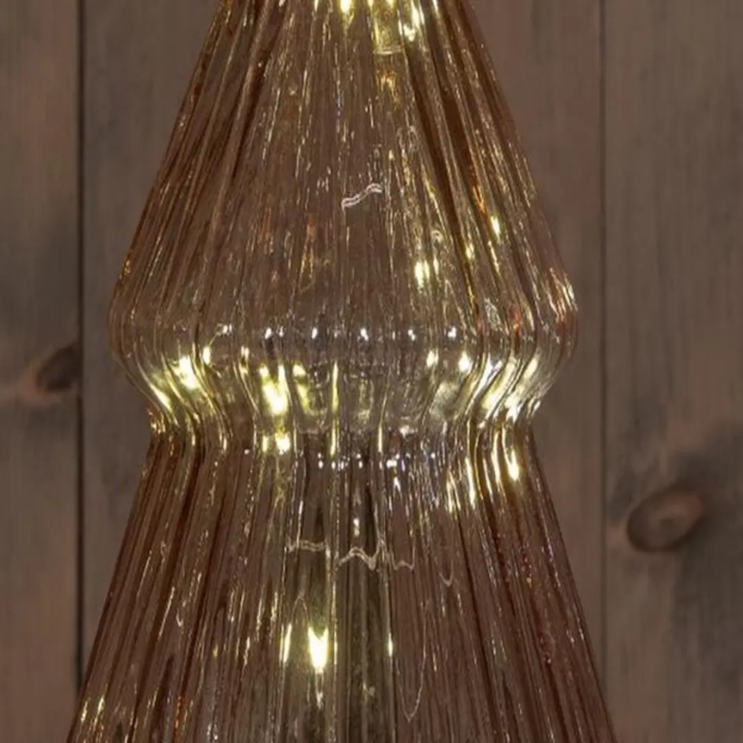 Anna's Collection B.O.T. Tree Glass Kerstverlichting 15x28,5cm - 10 LED - Roze/Gouden voet - Multicolor - afbeelding 2 van 2