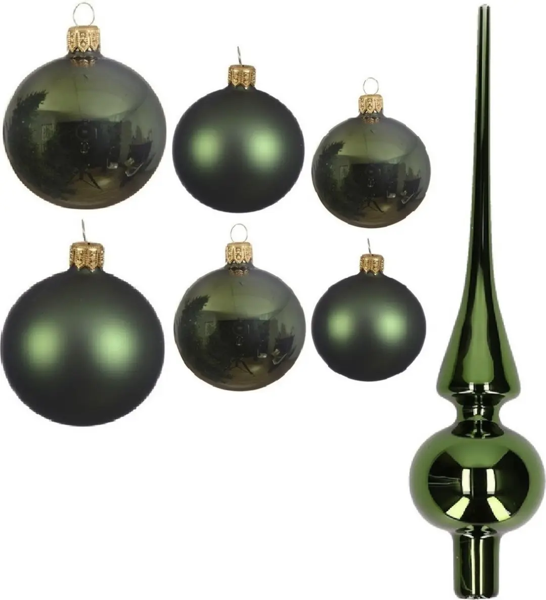 Groot pakket glazen kerstballen donkergroen glans/mat 50x stuks