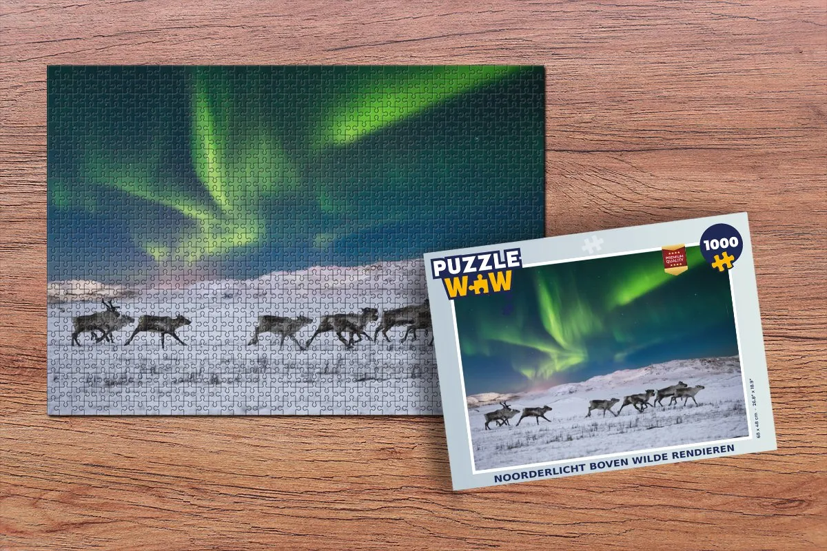 PuzzleWow Noorderlicht Rendieren Legpuzzel 1000 Stuks - Multicolor