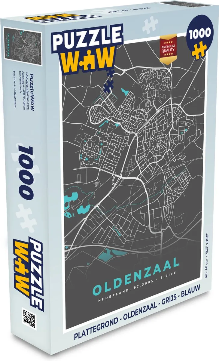 PuzzleWow Oldenzaal Stadskaart Legpuzzel 1000 Stuks - Multicolor