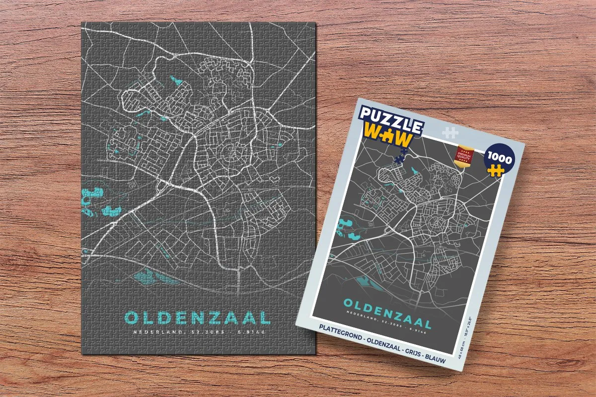 PuzzleWow Oldenzaal Stadskaart Legpuzzel 1000 Stuks - Multicolor