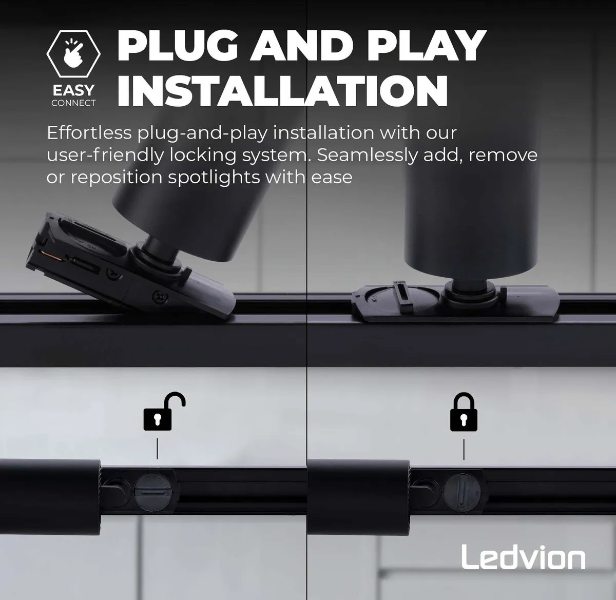 Ledvion Smart LED Railverlichting 1M - 4 Railspots RGB 4.9W Zwart - afbeelding 6 van 6