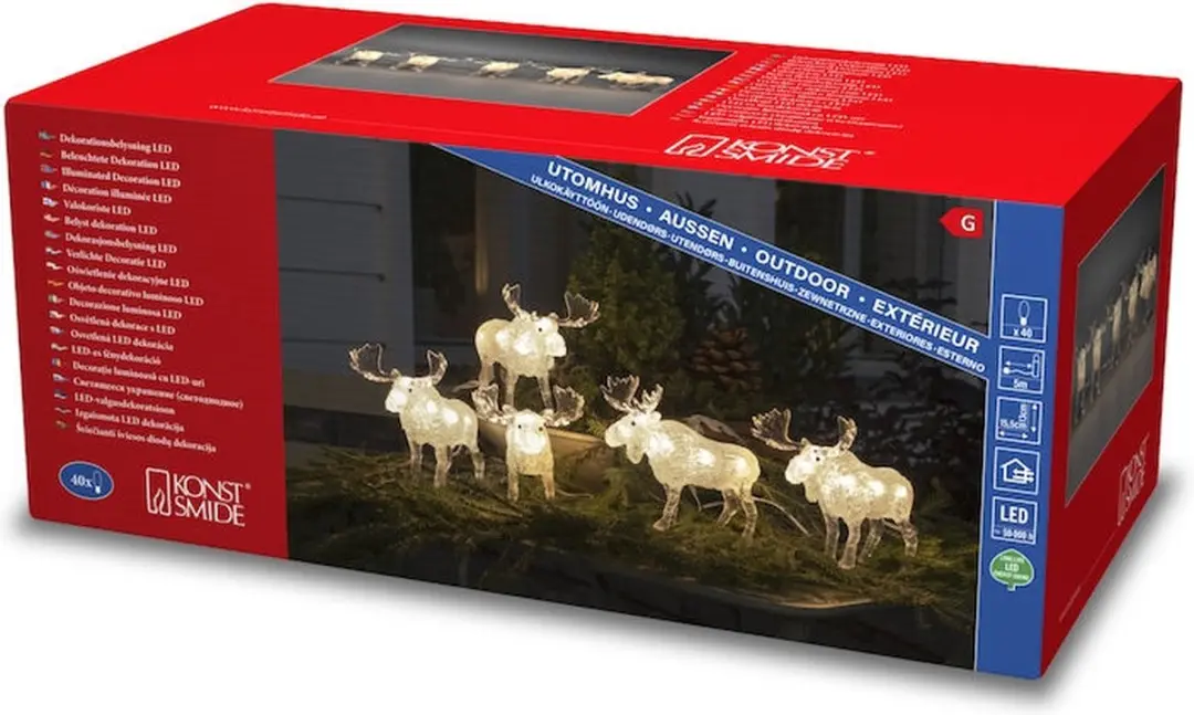 Konstsmide Kerstfiguur Elanden 5 Stuks - 13cm - Multicolor - afbeelding 4 van 6