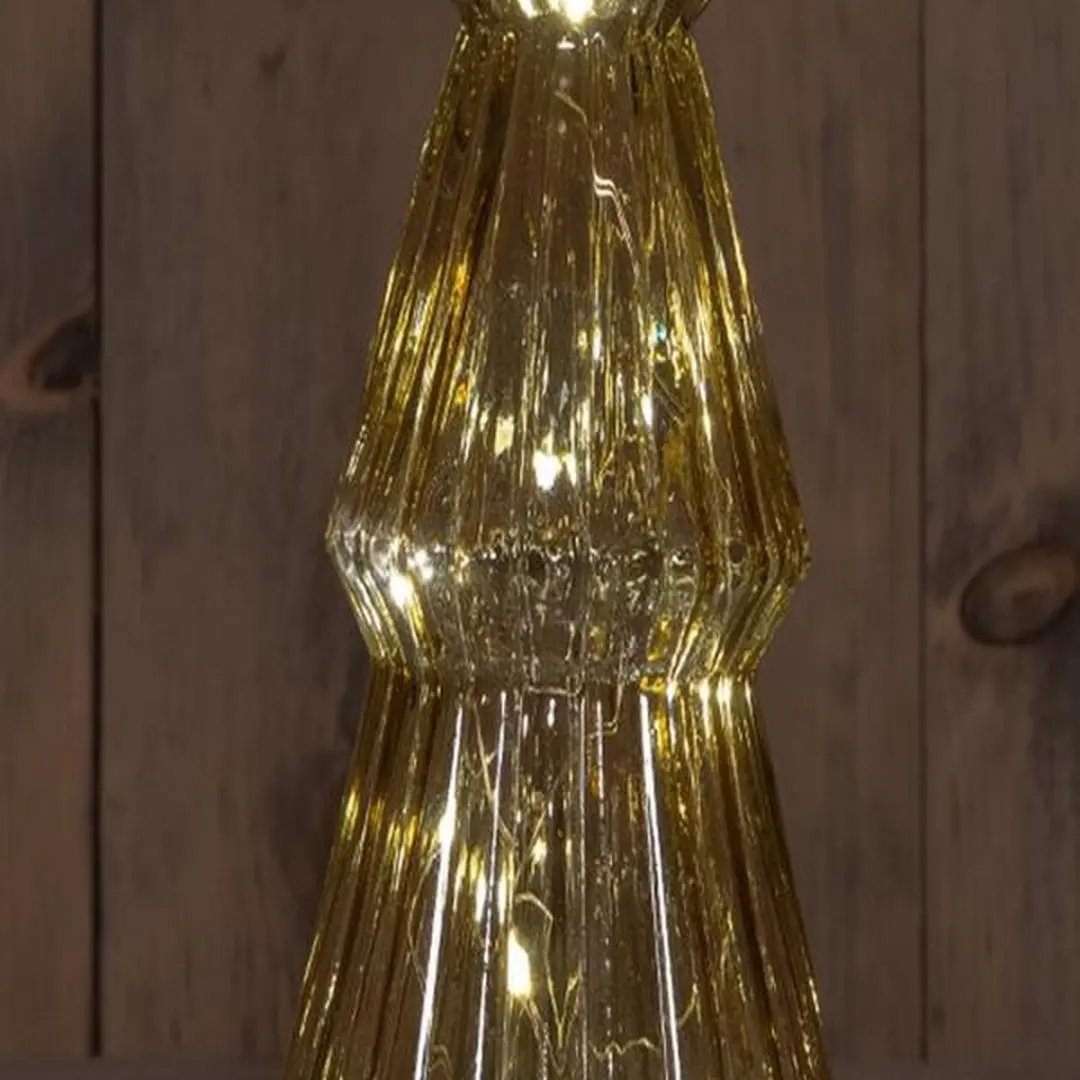 Anna's Collection B.O.T. Tree Glass LED Kerstverlichting - 23,5 cm - Amber/Gouden Basis - afbeelding 2 van 2
