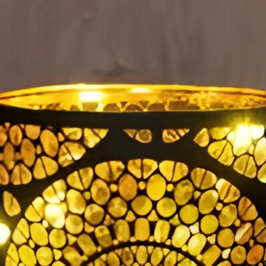 Anna's Collection LED Cylinder Marrakech 10x Warm Wit 9x12cm Zwart/Goud