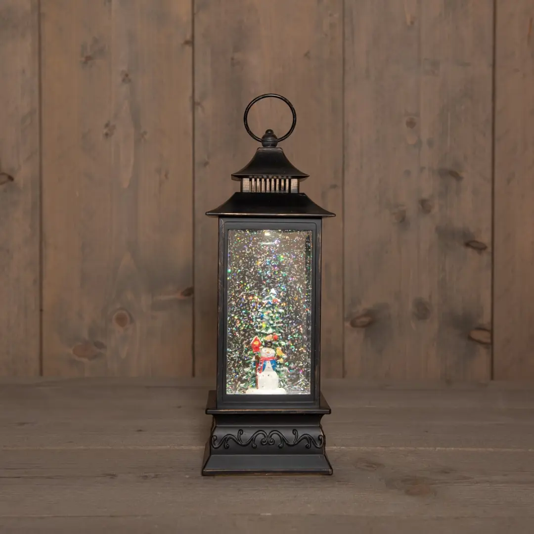 Anna's Collection Sneeuwpop Lantaarn - Goud - 10,5x10,5x29cm - LED - afbeelding 2 van 2