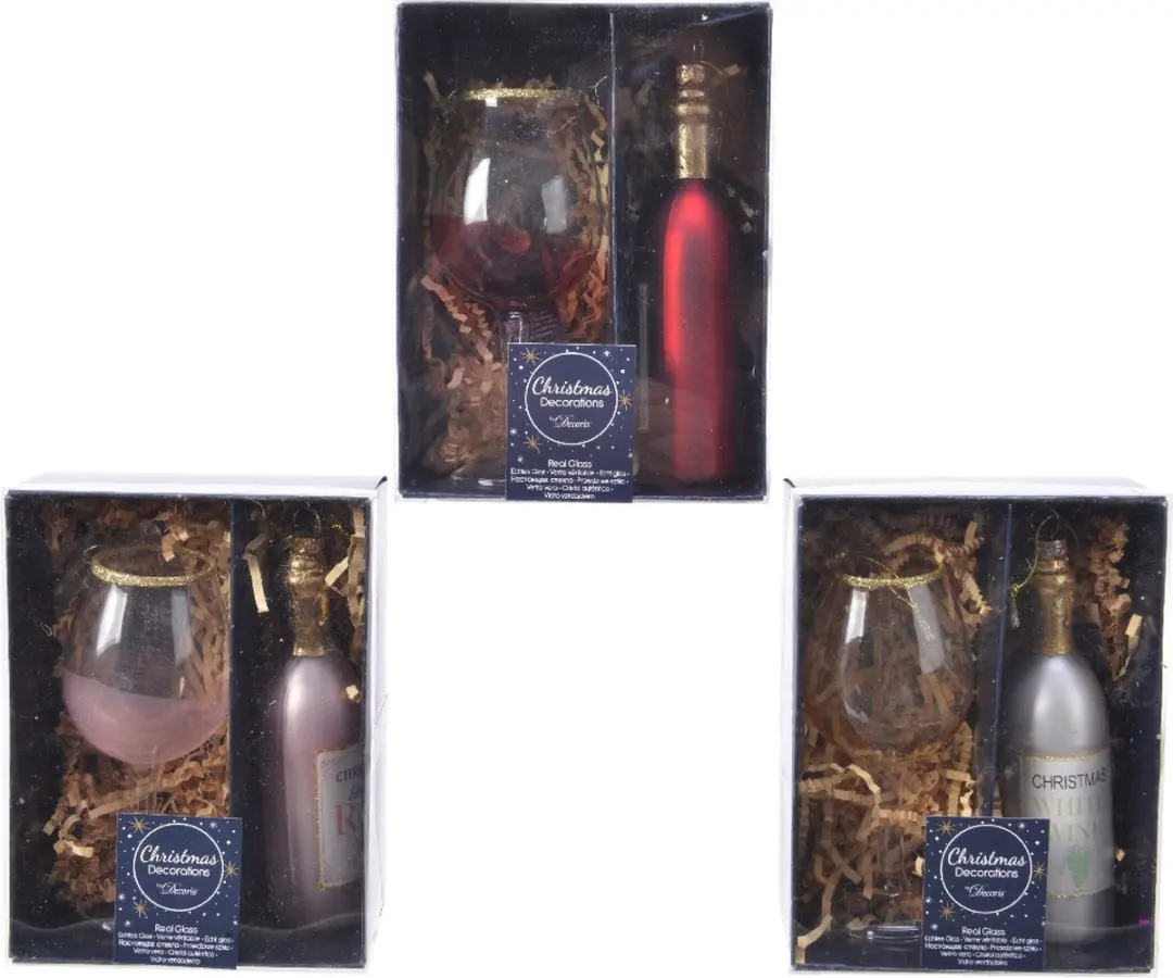 Decoris Kersthangerset Wijnflesglas - 1 Stuk - afbeelding 2 van 2